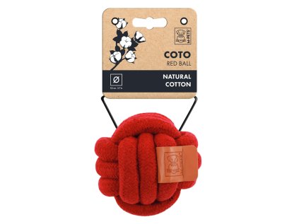 M-Pets Coto bavlnená hračka lopta červená 9,5 cm