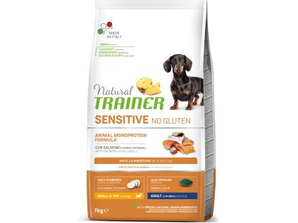 Natural Trainer Sensitive No glutén Adult Mini losos 7kg
