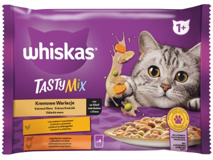 WHISKAS kapsička Lahodné krmivo v krémovej omáčke BONUS 4pack 85g