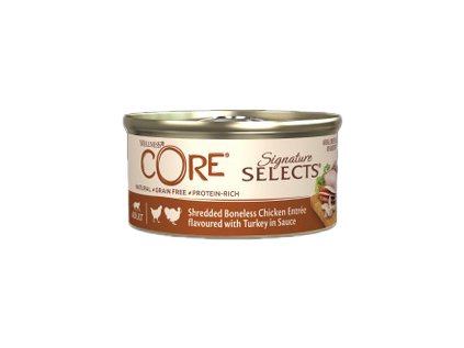 Wellness CORE Signature Selects Shredded kuracie bez kostí s príchuťou morky v omáčke 79 g