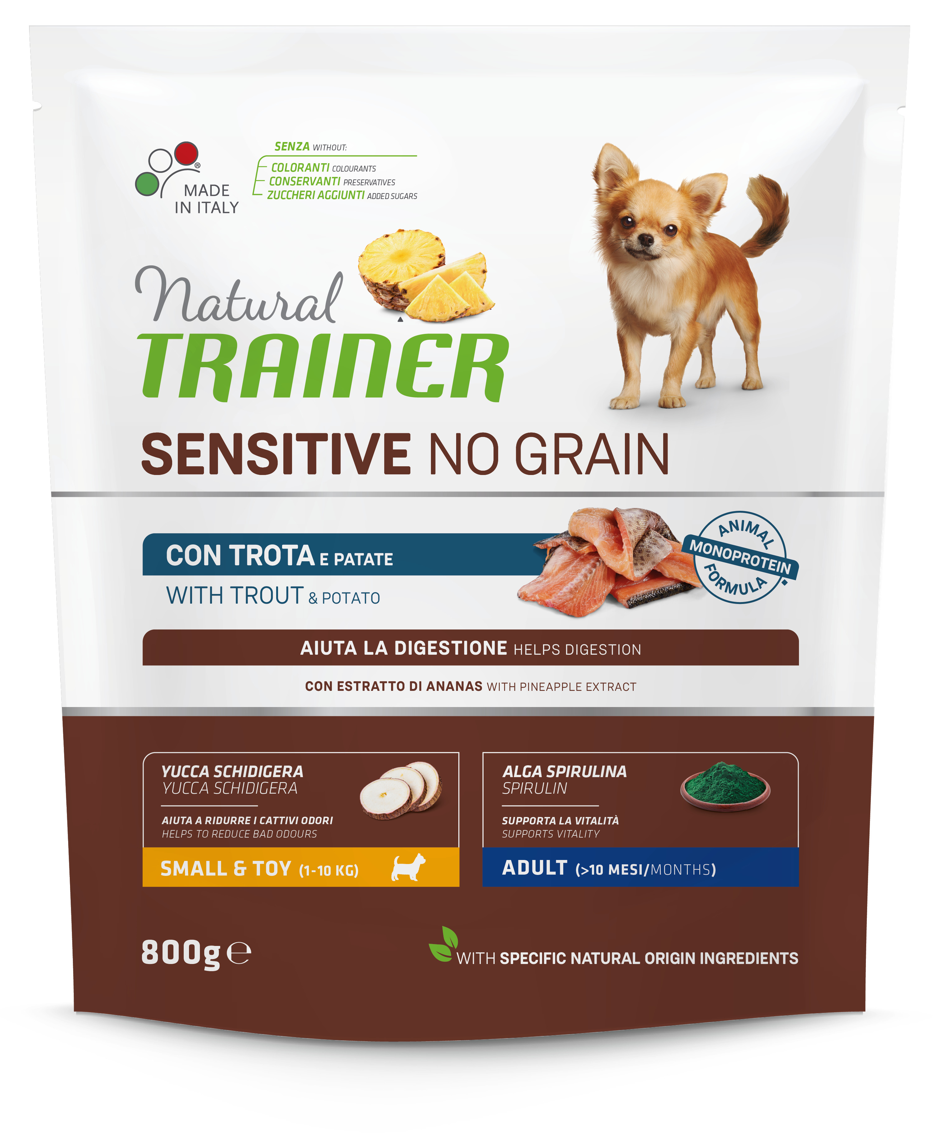 E-shop Natural Trainer Sensitive dog NO GRAIN MINI pstruh 800g