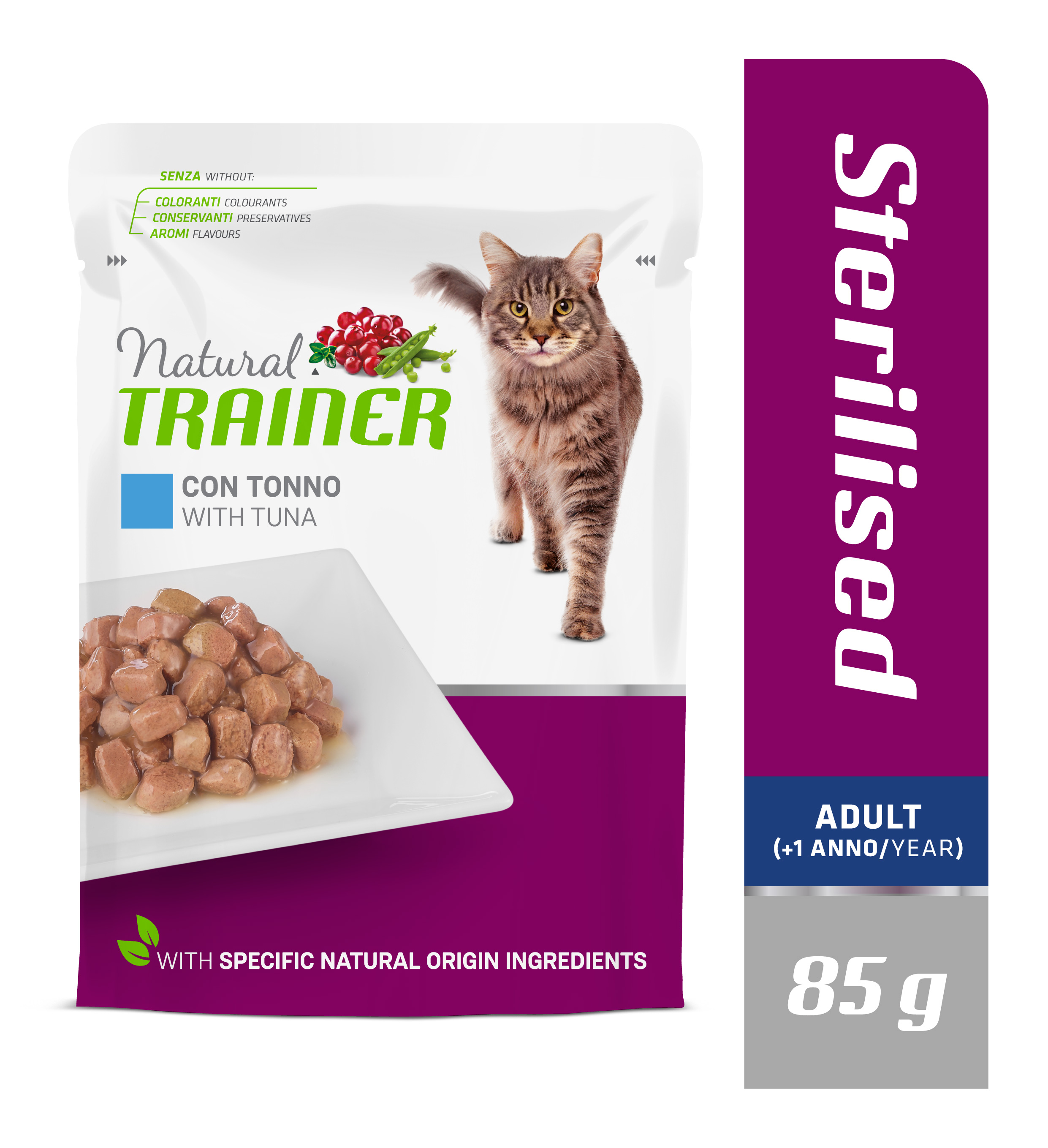 E-shop Kapsička Natural Trainer Cat STERILISED Tuniak 85 g