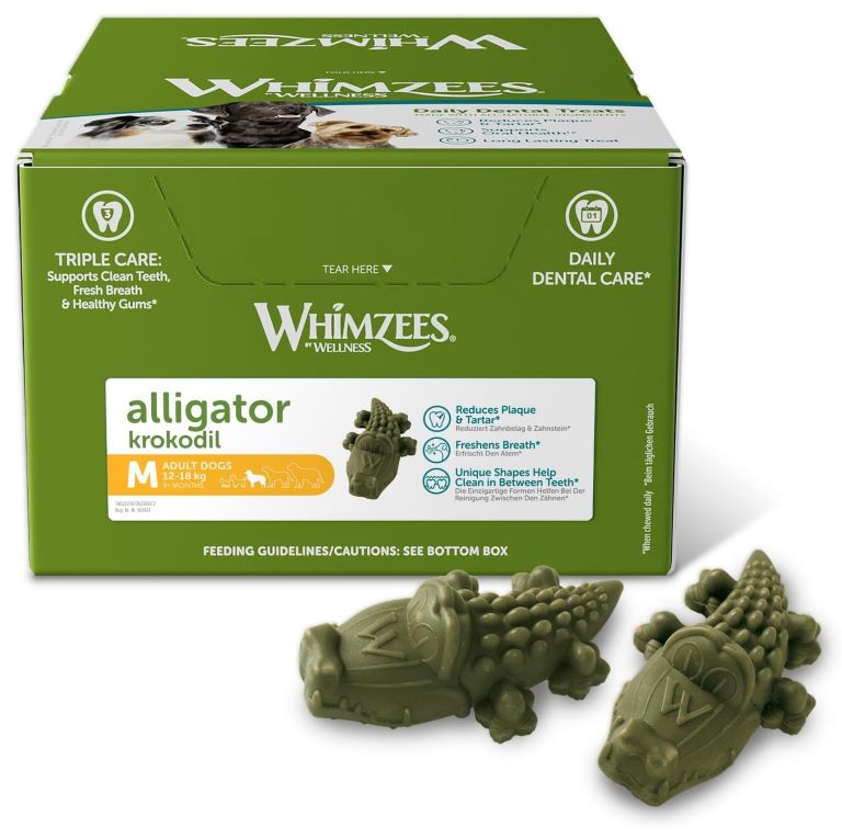 WHIMZEES Aligátor dentálna maškrta pre psov M (12-18kg) Balenie: 65 ks
