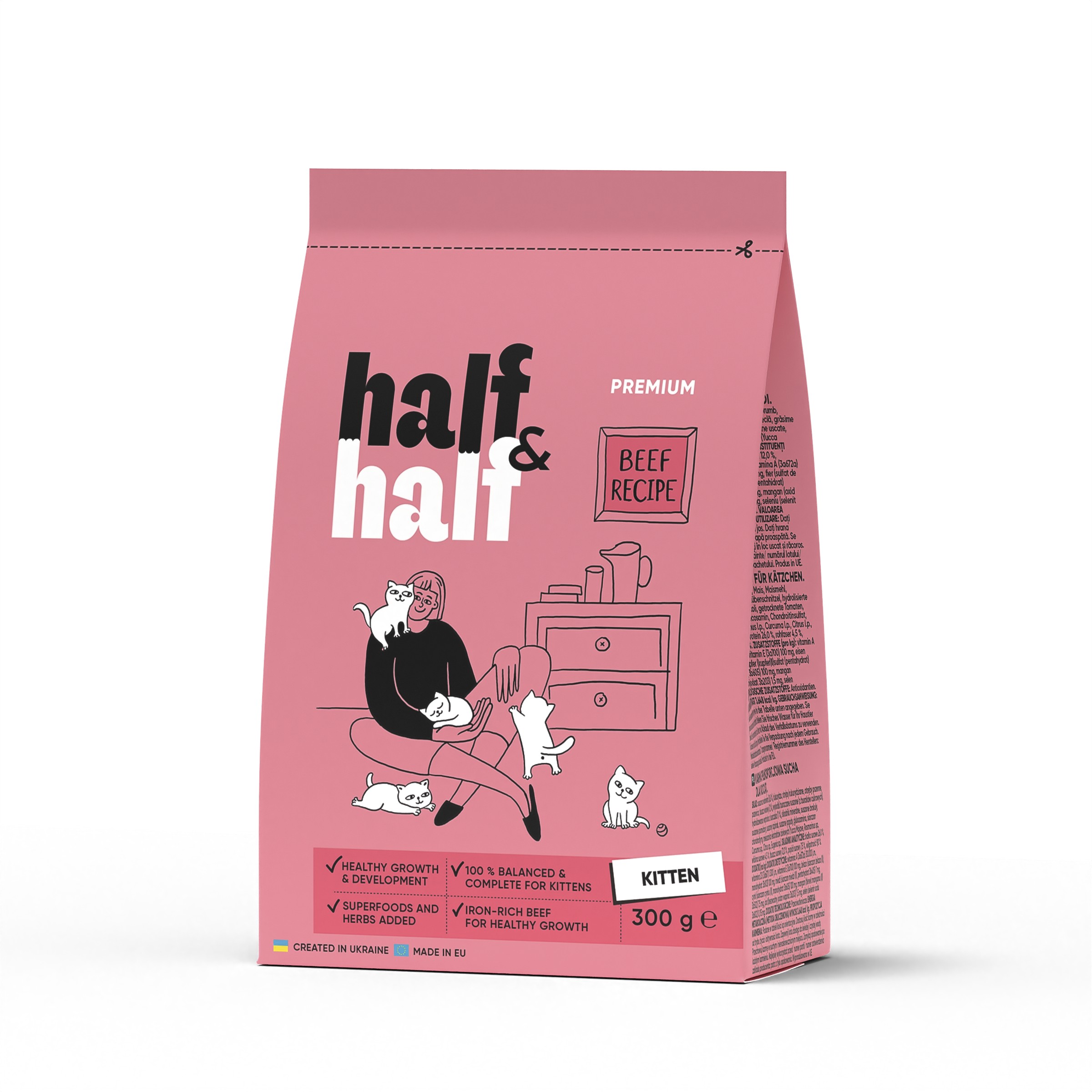 E-shop Half&Half Kitten hovädzie granule pre mačiatka granule pre mačky 0,3kg