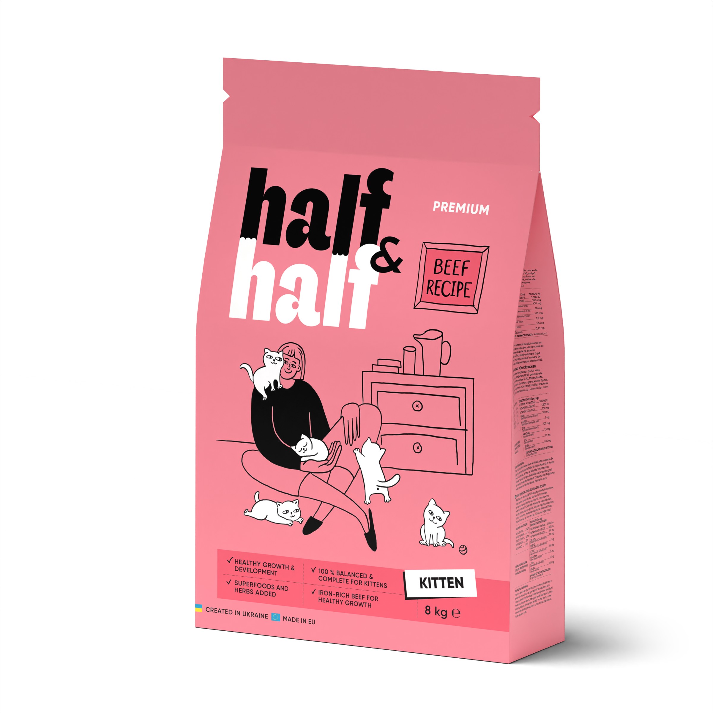 E-shop Half&Half Kitten hovädzie kapsička pre mačiatka granule pre mačky 8kg
