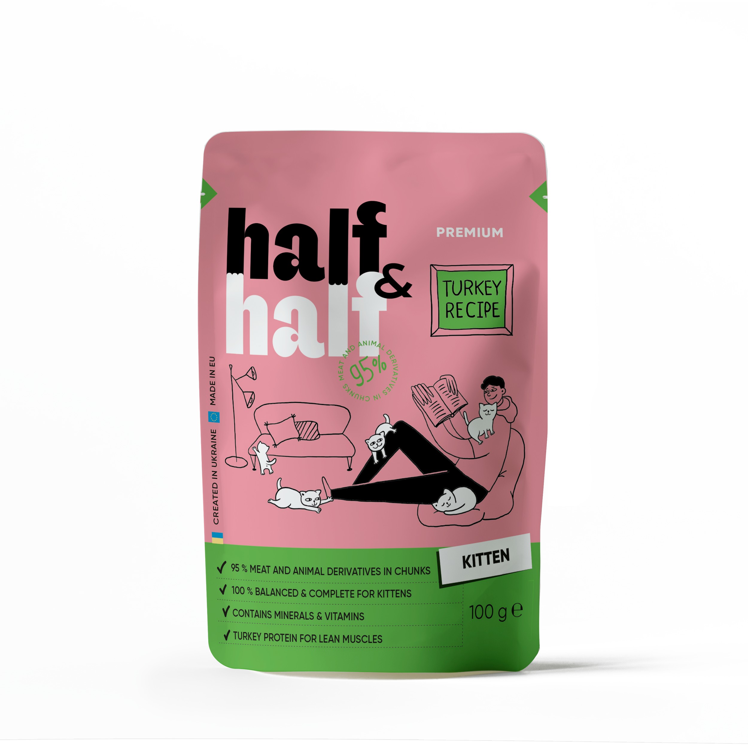 E-shop Kapsička Half&Half Kitten kúsky v želé morka kapsička pre mačiatka 100g