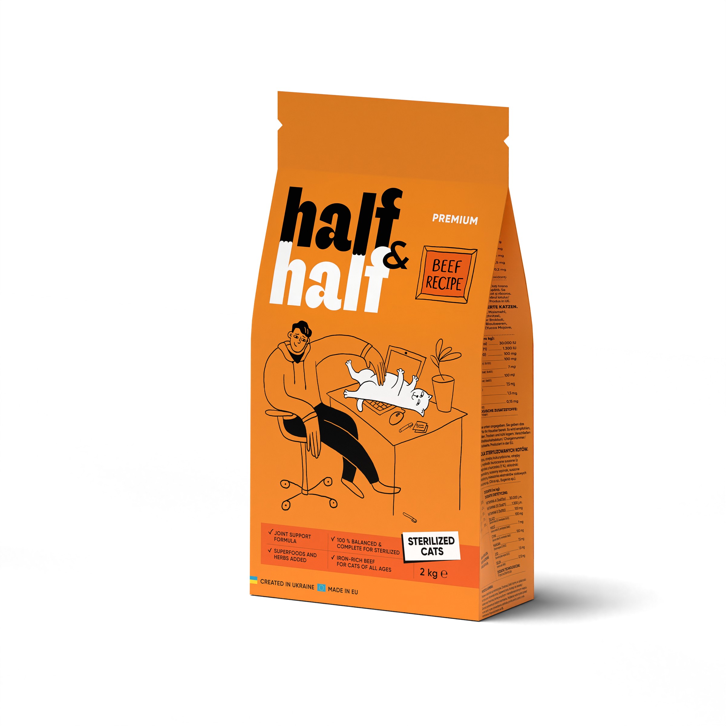 E-shop Half&Half Cat Sterilized hovädzie granule pre mačky 2kg