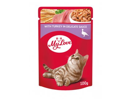 «My Love» Kompletní konzervované krmivo pro dospělé kočky " S krůtím v jemné omáčce "