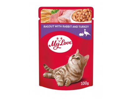 «My Love» Kompletní konzervované krmivo pro dospělé kočky „Ragú s králíkem a krůtou“
