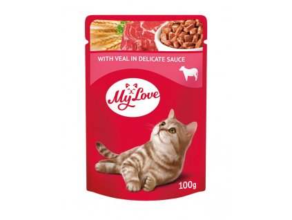 «My Love» Kompletní konzervované krmivo pro dospělé kočky " S telecím v jemné omáčce "