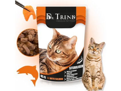 DR TREND Sterilised Premium mokre krmivo pro kocky losos 85 g (2)