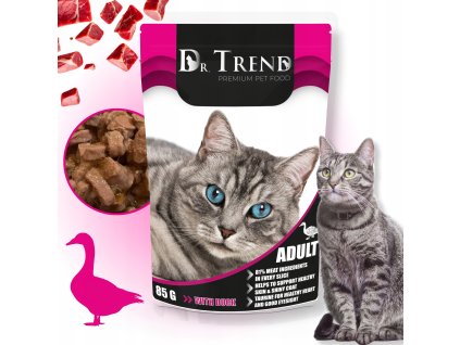 DR TREND Premium vlhke krmivo pro kocky s kachnou 85 g