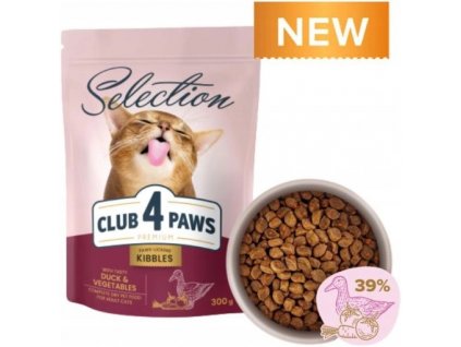 CLUB 4 PAWS«S kachnou a zeleninou». Suché krmivo pro dospělé kočky