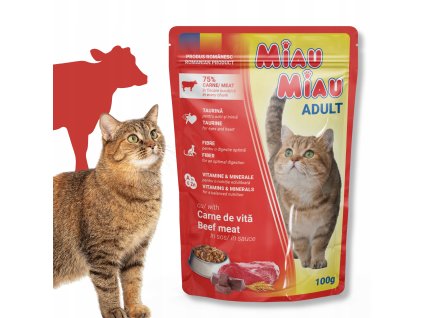MIAU MIAU mokra karma DLA KOTOW Z WOLOWINA W SOSIE 100 g