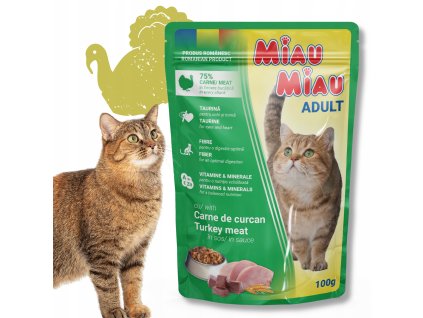 MIAU MIAU mokra karma DLA KOTOW Z INDYKIEM W SOSIE 100 g