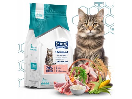 DR TREND PREMIUM suche krmivo pro kastrovane kocky JEHNECI A RYZE 2kg