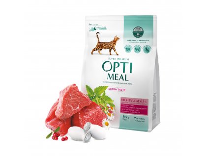OPTIMEAL™ Kompletní suché krmivo pro dospělé kočky s vysokým obsahem telecího masa