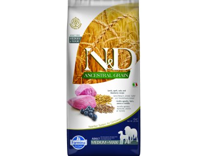 N&D Ancestral Grain Dog Adult M L Lamb & Blueberry 12 kg