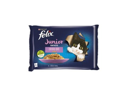Nestlé FELIX Fantastic cat Multipack junior kura&losos želé kapsička 4x85 g