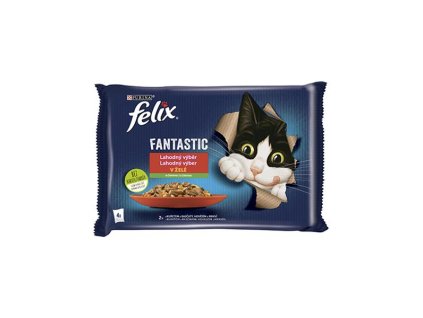 Nestlé FELIX Fantastic cat Multipack kura s rajčinami &  hovädzie s mrkvou želé kapsička 4x85 g