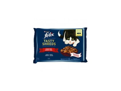 Nestlé FELIX Tasty shreds cat Multipack hovädzie&kura v šťave kapsička 4x80 g