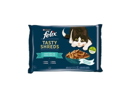 Nestlé FELIX Tasty shreds cat Multipack losos&tuniak v šťave kapsička 4x80 g
