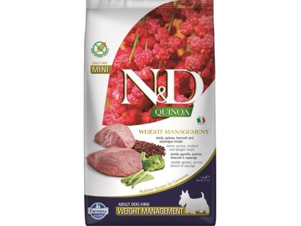 Farmina N&D dog QUINOA (GF) adult mini, weight managment, lamb 0,8 kg