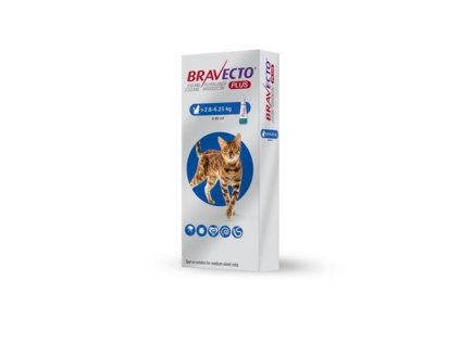 Bravecto Cat Plus M 250 mg / 12,5 mg  spot-on roztok pre stredne veľké mačky ( >2,8-6,25 kg )