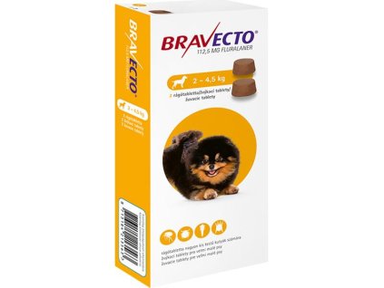 Bravecto Dog XS 112,5 mg žuvacie tablety  pre veľmi malé psy ( od 2 do 4,5 kg ) 2 x 1 tbl.