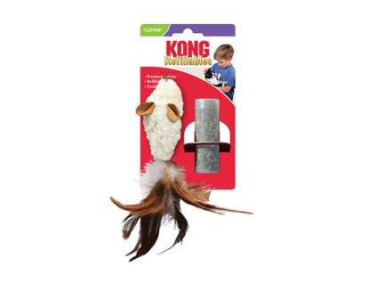 Hračka Kong Cat Refillables Feather Mouse Naplniteľná myš s catnipom a perím, polyester