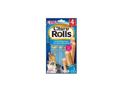 Pamlsok Inaba Churu Rolls cat Kura & Tuniak s hrebenatkou 4 tuby 40 g