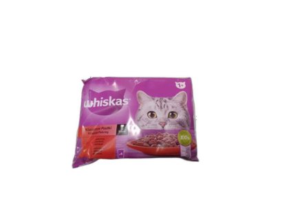Mars WHISKAS kapsička cat Mäs.výber kura a hrach&hovädzie&morka&jahňa a mrkva v šťave 4 x 85 g