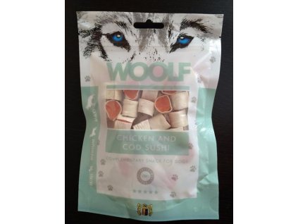 Pamlsok Woolf Dog Chicken & Codfish sushi 100 g