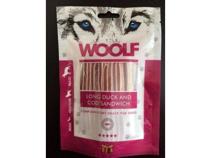 Pamlsok Woolf Dog Duck & Codfish Soft Sandwich LONG 100 g