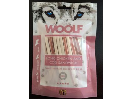 Pamlsok Woolf Dog Chicken & Codfish Soft Sandwich LONG 100 g
