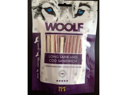 Pamlsok Woolf Dog Lamb & Codfish Soft Sandwich LONG 100 g