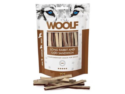 Pamlsok Woolf Dog Soft Rabbit and Pollock Sandwich  LONG 100g