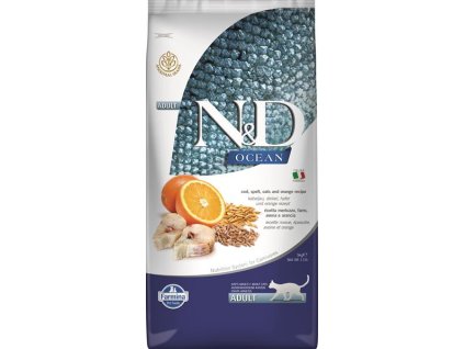 Farmina N&D cat OCEAN (AG) adult, codfish, spelt, oats & orange 5 kg