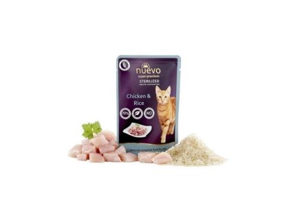NUEVO cat Sterilized Chicken with Rice bal. 16 x 85 g kapsičky