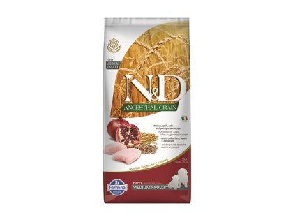 Farmina N&D dog AG puppy medium & maxi, chicken, spelt, oats & pomegranate 12 kg