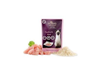 NUEVO cat Kitten Poultry with Rice bal. 16 x 85 g kapsičky