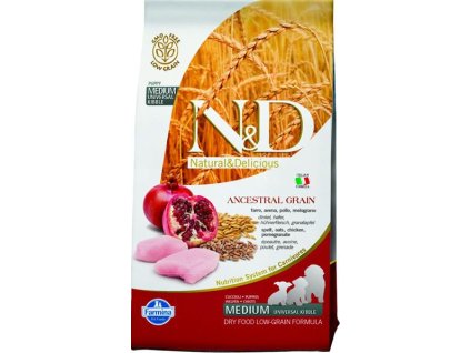 Farmina N&D dog AG puppy medium & maxi, chicken, spelt, oats & pomegranate 2,5 kg