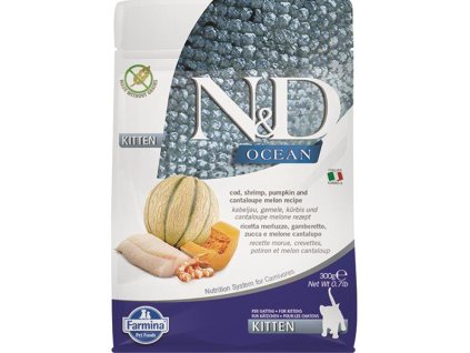 Farmina N&D cat OCEAN PUMPKIN (GF) kitten, cod, shrimp & cantaloupe melon 0,3 kg