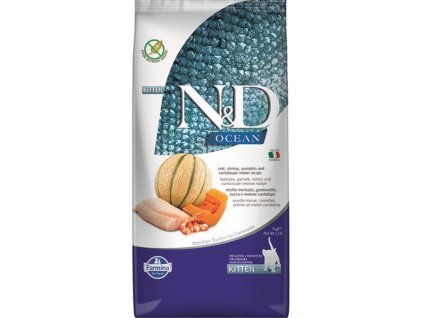 Farmina N&D cat OCEAN PUMPKIN (GF) kitten, cod, shrimp & cantaloupe melon 5 kg