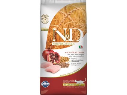 Farmina N&D cat AG adult, neutered, chicken, spelt, oats & pomegranate 5 kg