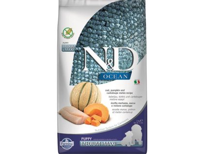 Farmina N&D dog OCEAN PUMPKIN (GF) puppy medium & maxi, cod & cantaloupe melon 2,5 kg