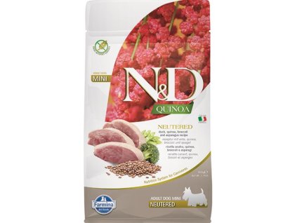 Farmina N&D dog QUINOA (GF) adult mini, neutered, duck, broccoli & asparagus 0,8 kg