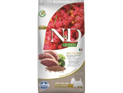 Farmina N&D dog QUINOA (GF) adult mini, neutered, duck, broccoli & asparagus 7 kg