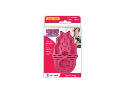 Hrebeň Kong gumový ZoomGroom ružový L - 11,5 × 7 × 2,5 cm