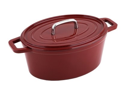 CS SOLINGEN Pekáč s poklicí litinový oválný se smaltovaným povrchem ALPEN 31 x 23 cm červená CS-078126